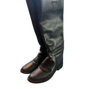 Amazonas Tall Equestrian Riding Boots Black Leather Brazil Size 6 Stiff Pull On